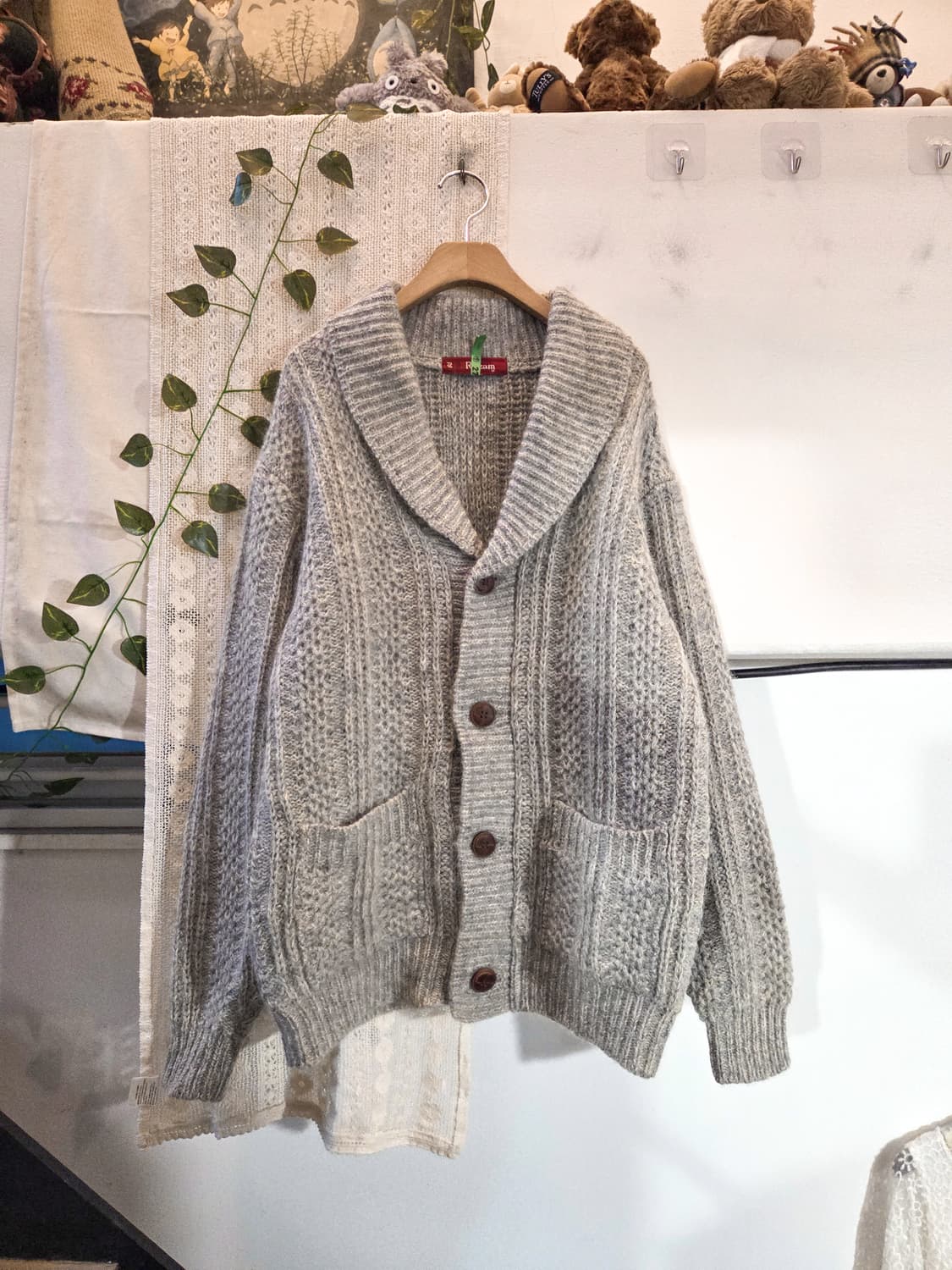 그레이 숄카라 포켓 가디건 상품이미지1