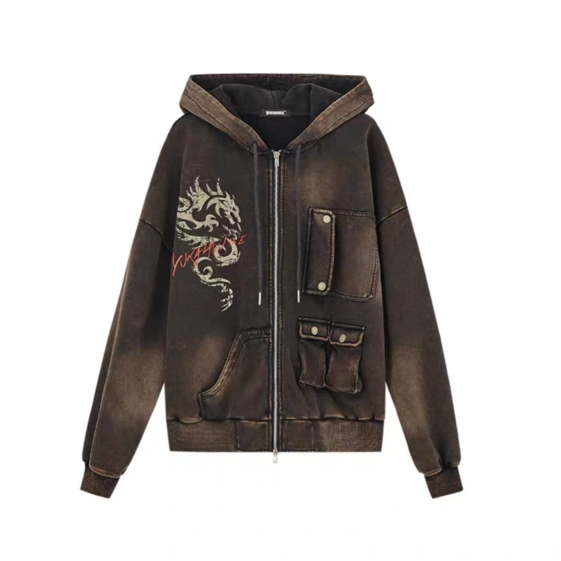 yukahouse 유카하우스 y2k 빈티지 워싱 후드 집업 (M) 상품이미지1