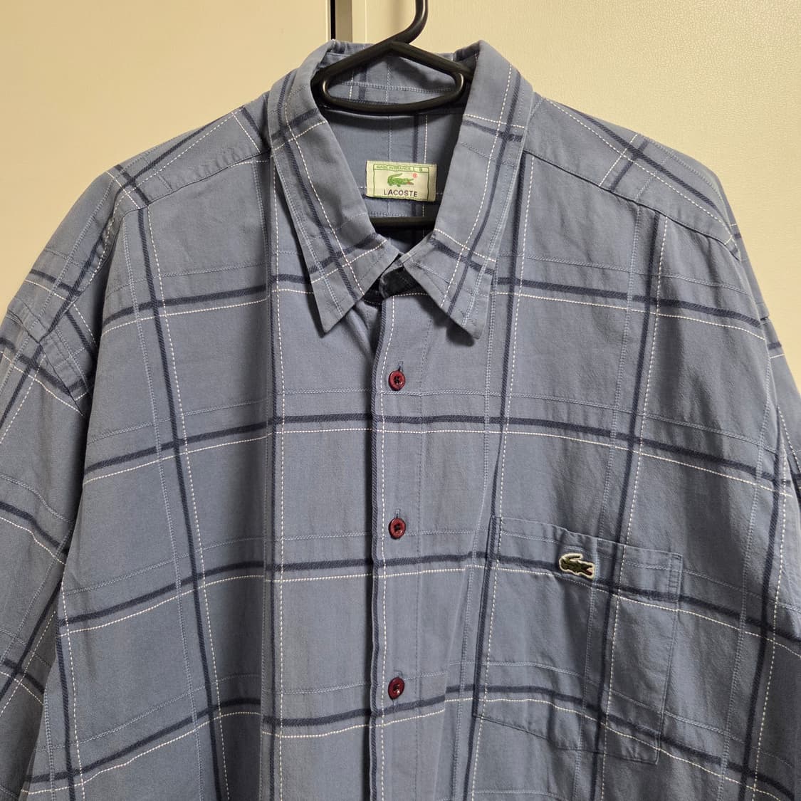 프랑스제 Lacoste 반팔 체크 셔츠 XL-2XL(110) 상품이미지3