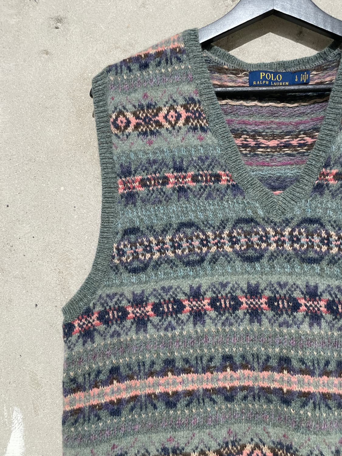 폴로 랄프로렌 그린 페어아일 메리노 알파카 V넥 베스트 상품이미지2