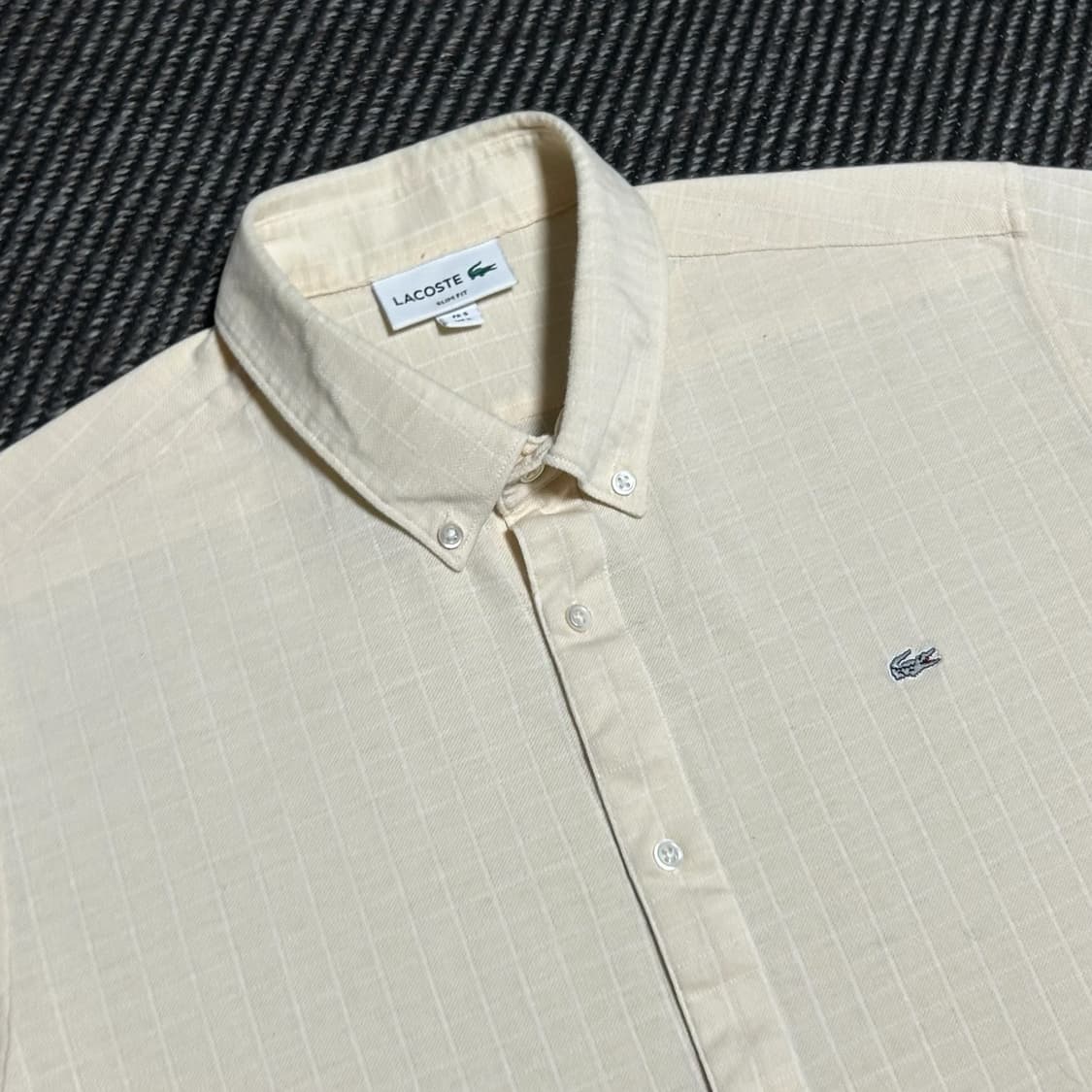 [M] Lacoste 라코스테 신형 옐로우 슬림핏 체크셔츠 상품이미지3