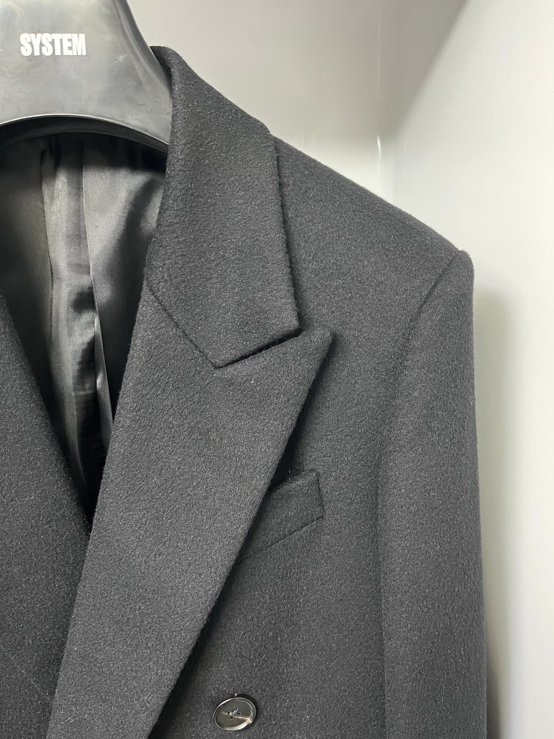 시스템옴므 피아첸자원단 블랙 캐시미어 더블 코트 95사이즈 상품이미지3
