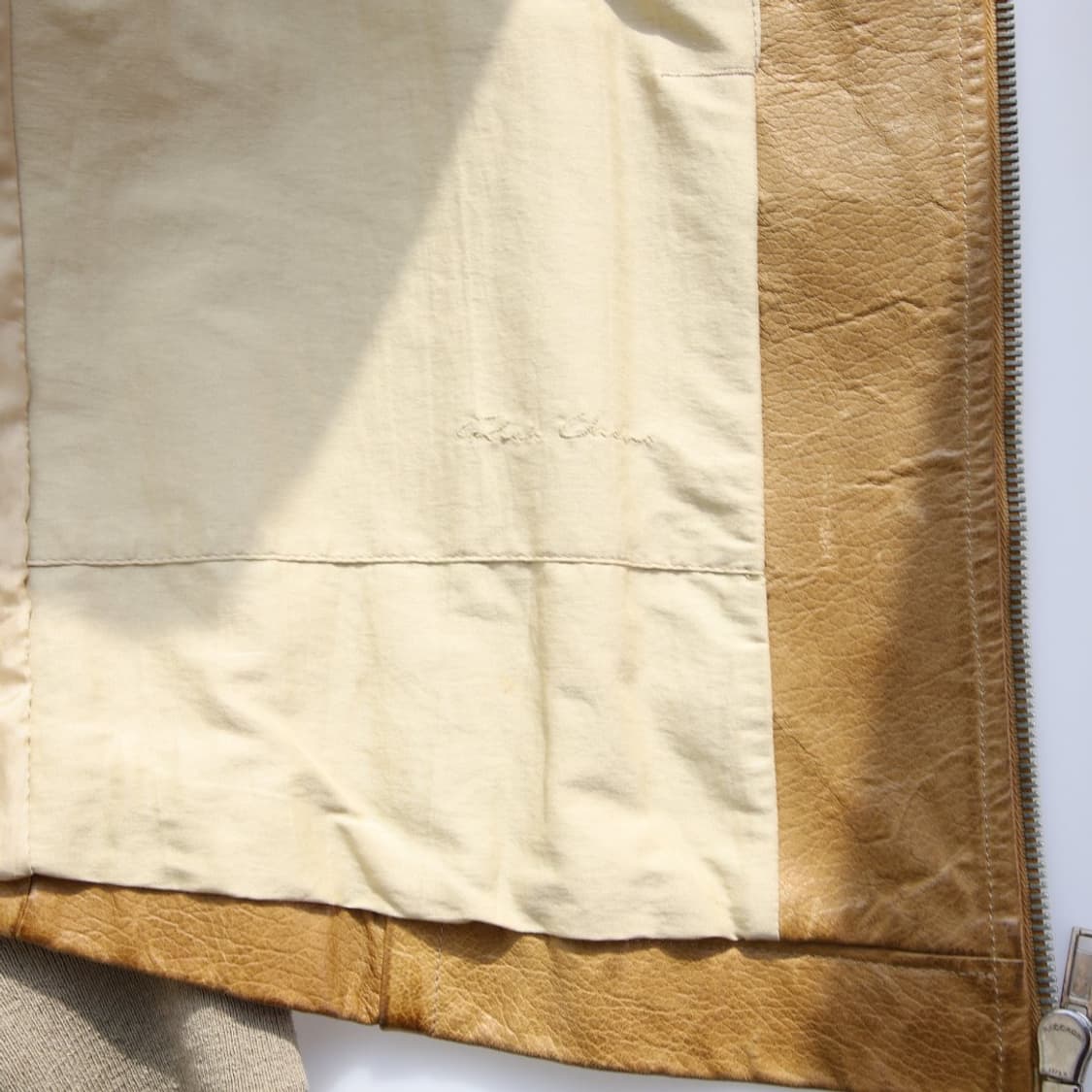 L / Rick Owens 릭오웬스 카멜 가죽 레더 자켓 상품이미지9