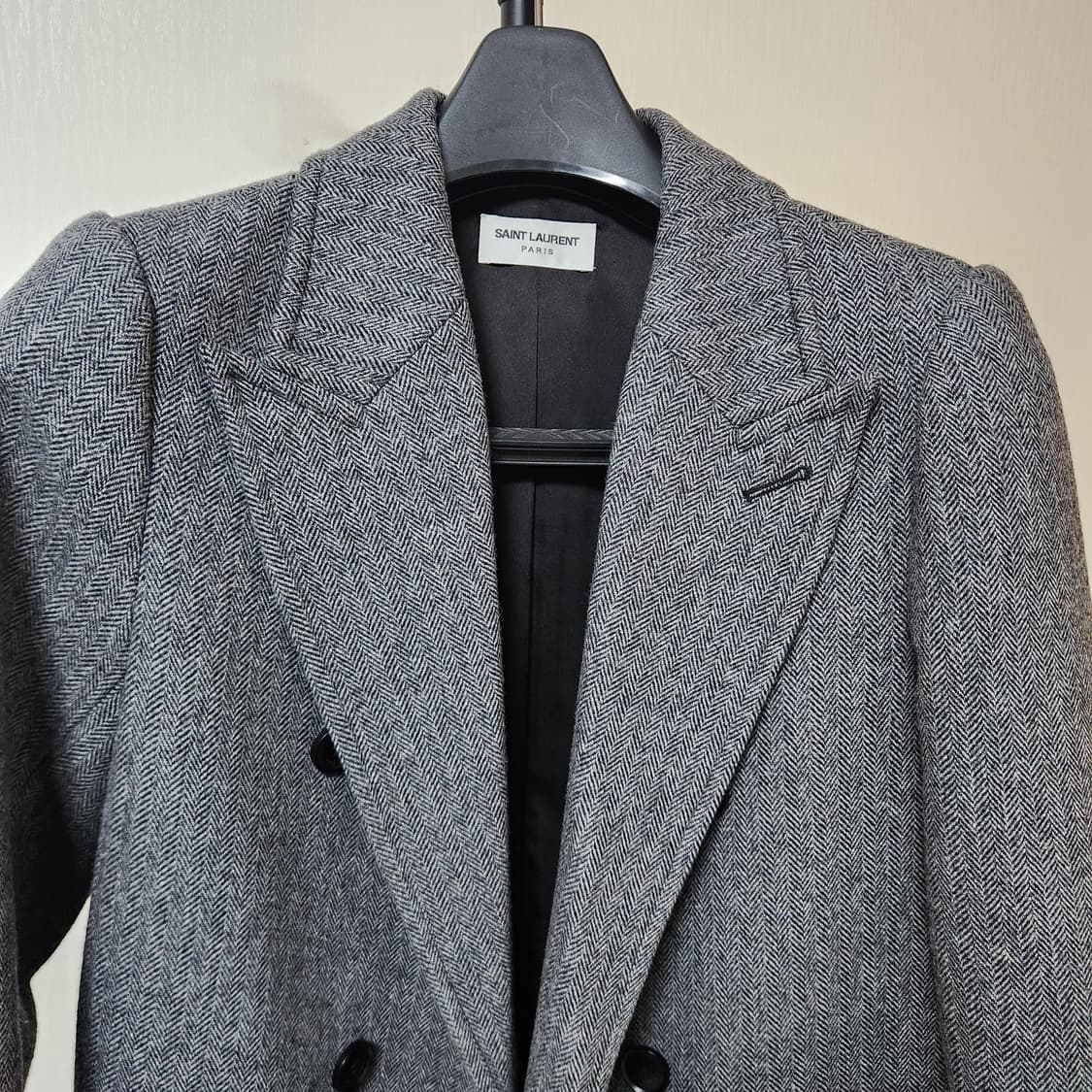 생로랑 헤링본 더블 코트 L made in Italy 상품이미지8