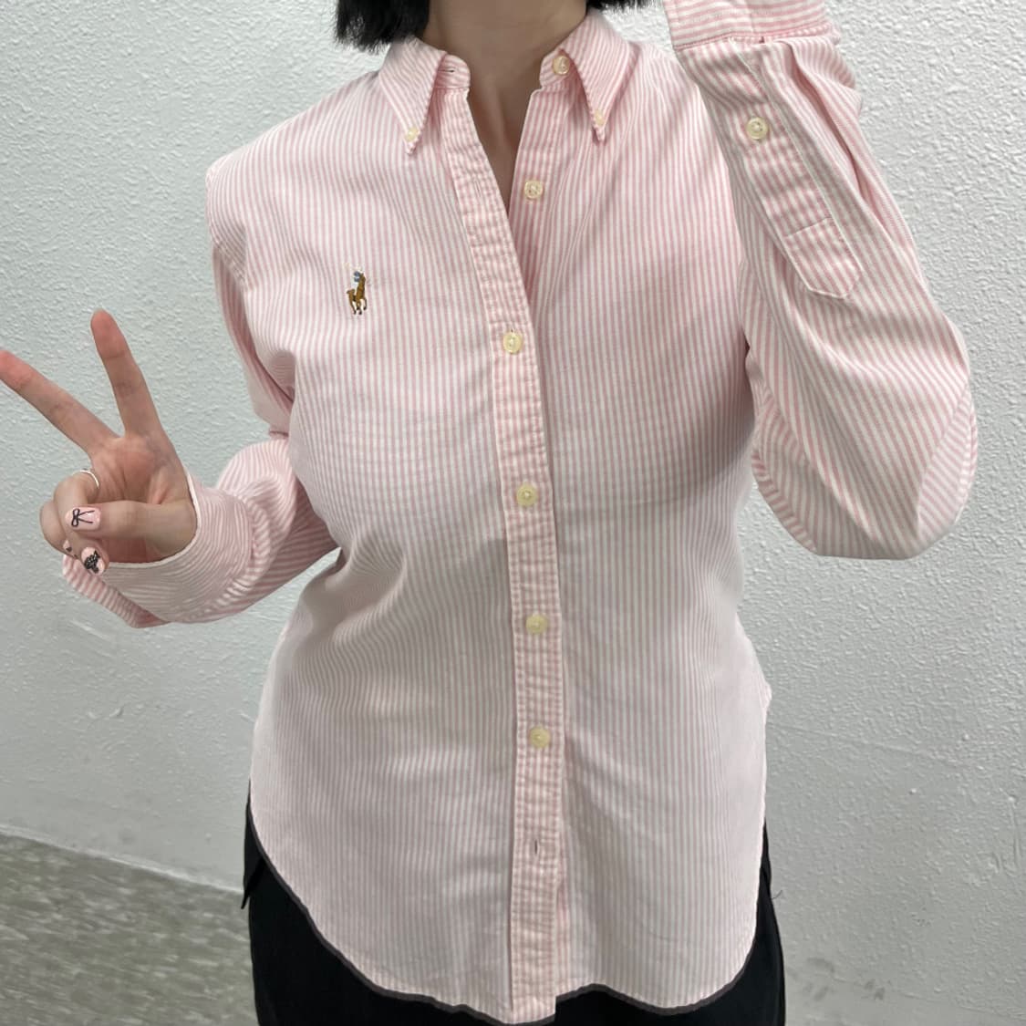 폴로 랄프로렌 옥스포드 딸기우유맛 스트라이프 셔츠 상품이미지10