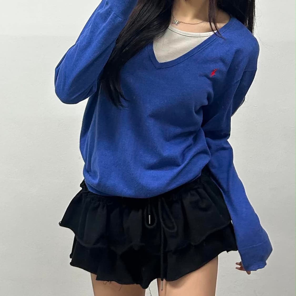 폴로 랄프로렌 피마코튼 브이넥 코튼 니트(L) 상품이미지1