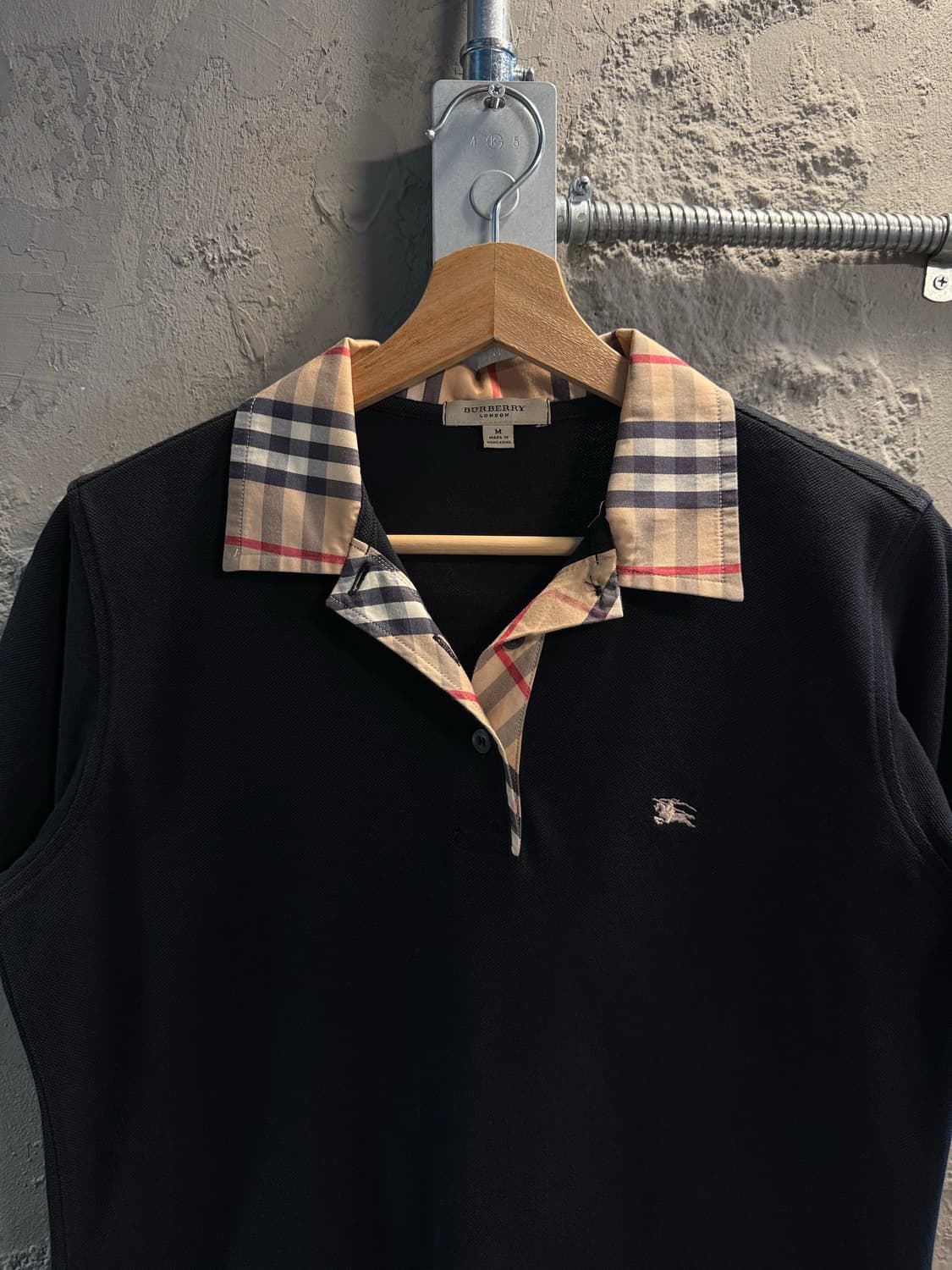 M 버버리 BURBERRY 런던 노바체크 카라 반팔 폴로 블랙 상품이미지4