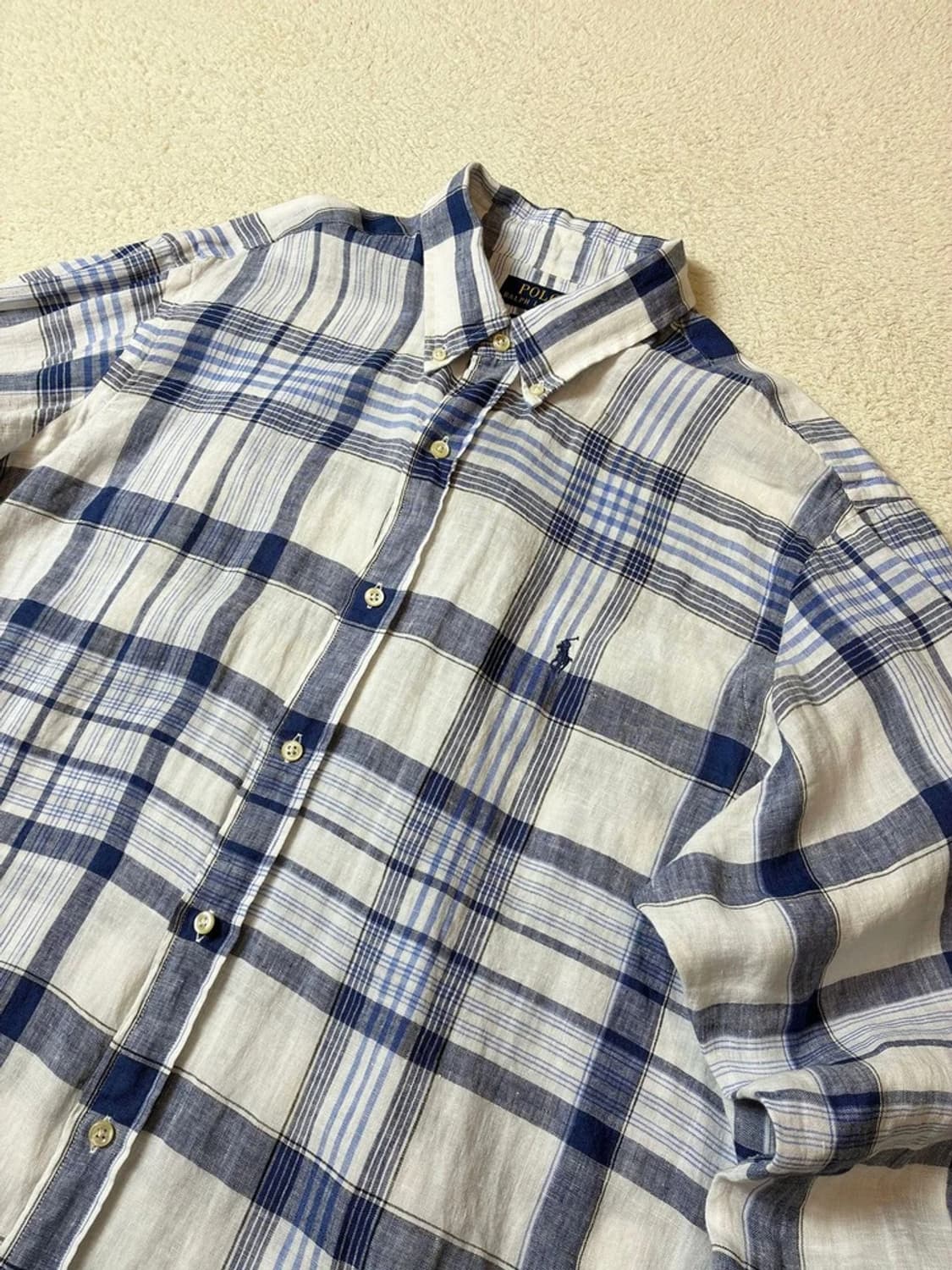 폴로 랄프로렌 큐알 100% 린넨 클래식 체크 셔츠 PN7453 상품이미지2