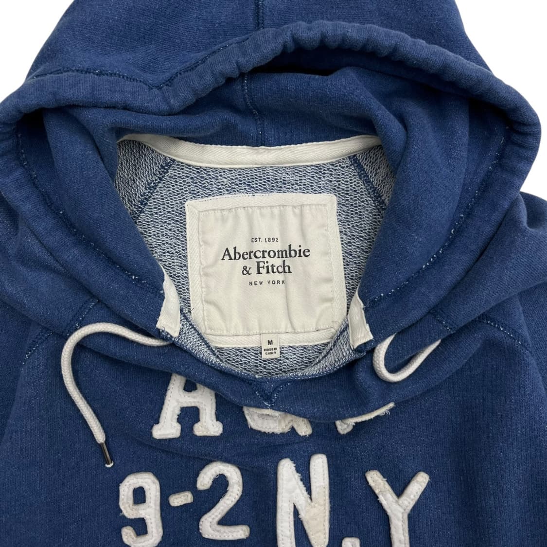 아베크롬비 센터로고 빈티지블루 브이 후드 M 상품이미지5