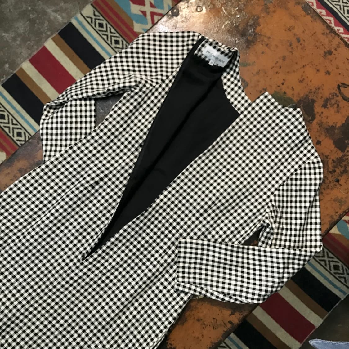 90s YSL 입생로랑 깅엄 체크 미니 원피스 여성 44 55 사이느 상품이미지7