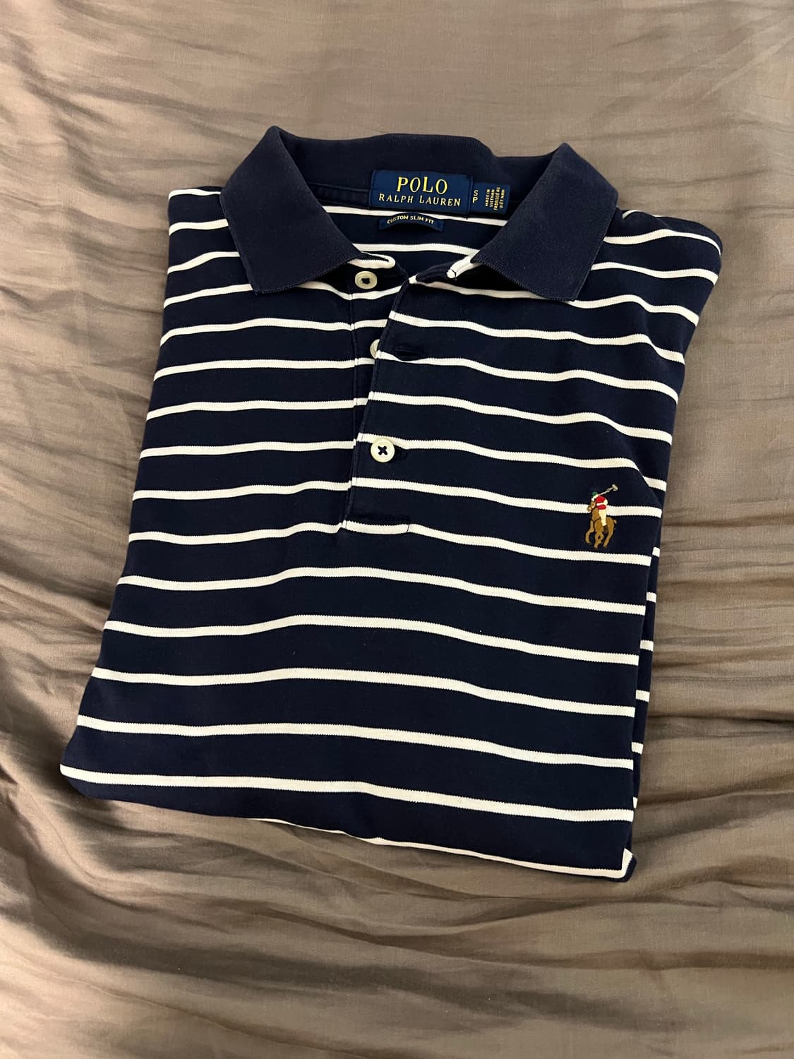 폴로 랄프로렌 네이비 줄무니 카라티 s 상품이미지1