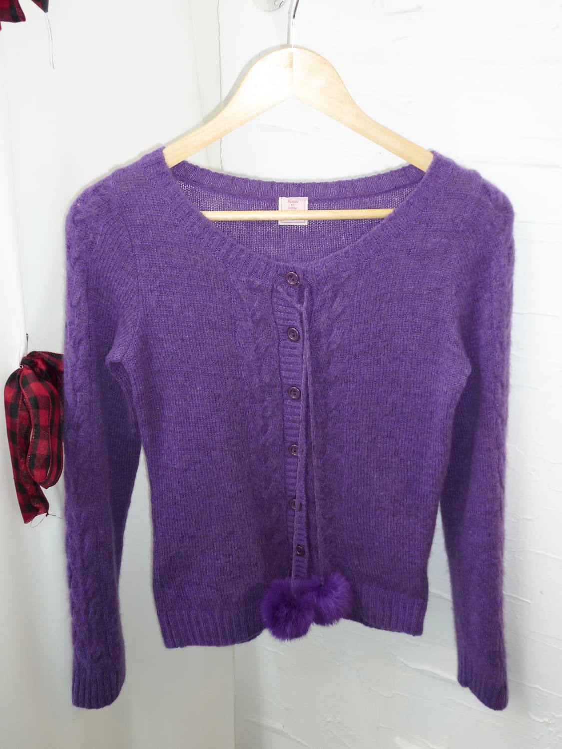 violet fur pom cardigan 상품이미지5