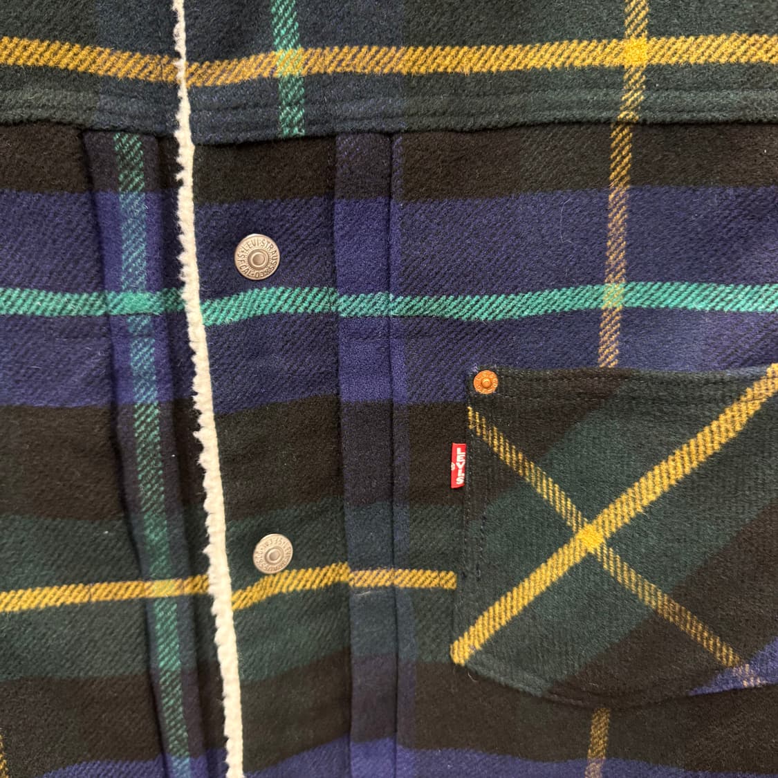 리바이스 타입 3 프리미엄 체크 쉐르파 트러커 자켓 네이비 상품이미지5