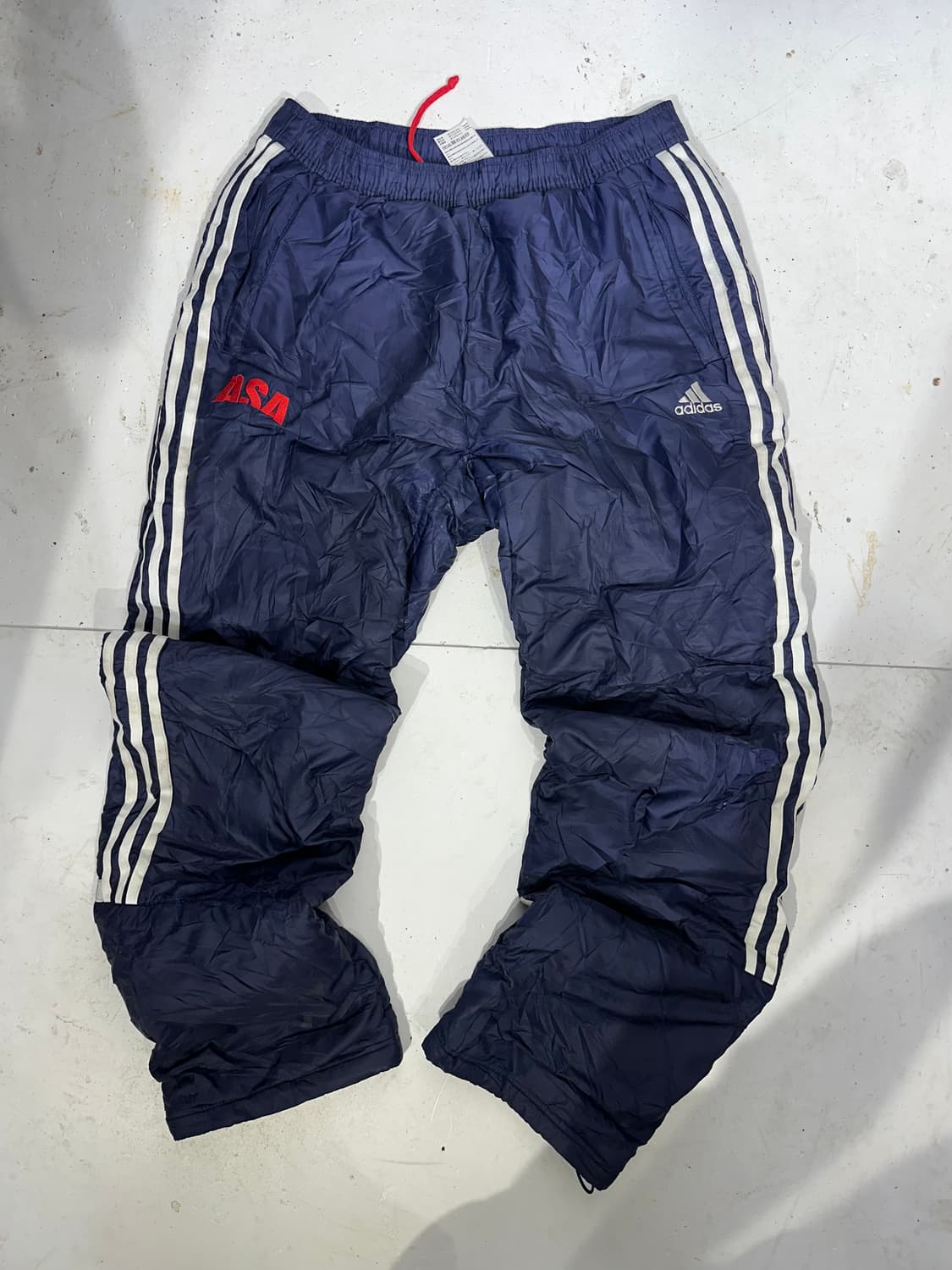 아디다스 asa 네이비 화이트 삼선 와이드 트랙 팬츠 L 상품이미지4