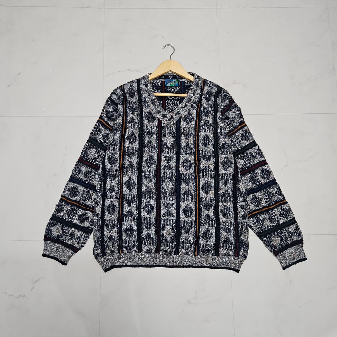 XL) FANGO 이태리 빈티지 에스닉 패턴 니트 쿠지맛 상품이미지2
