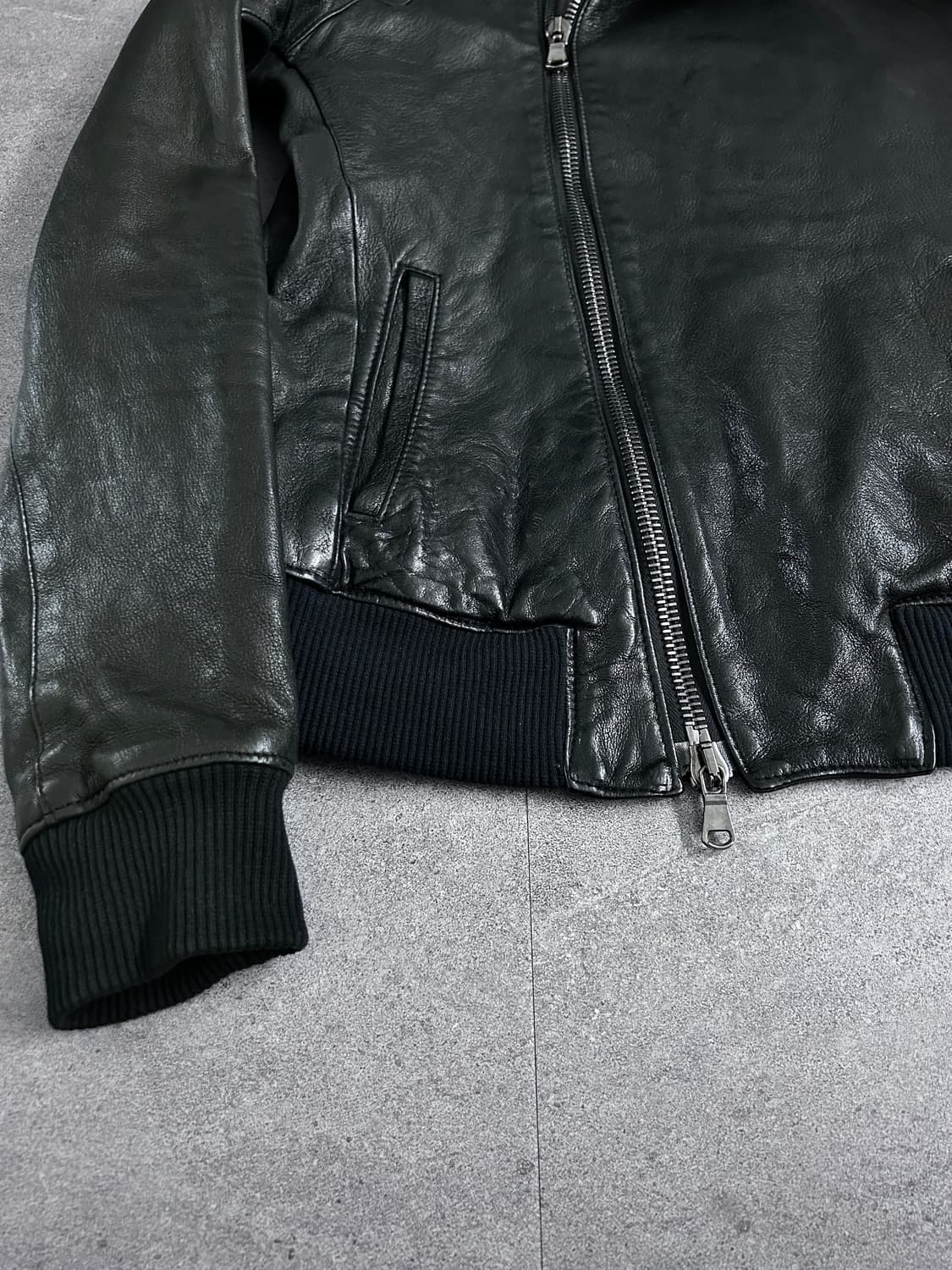 준 하시모토 사선 지퍼 램스킨 자켓 상품이미지4