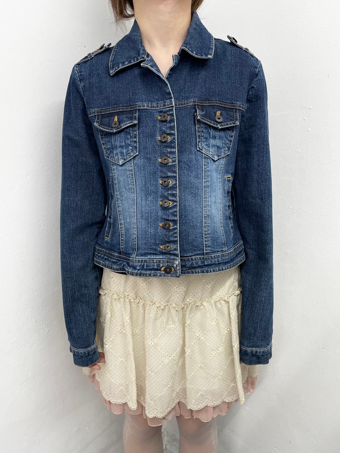 워싱 데님 버튼 자켓 상품이미지2