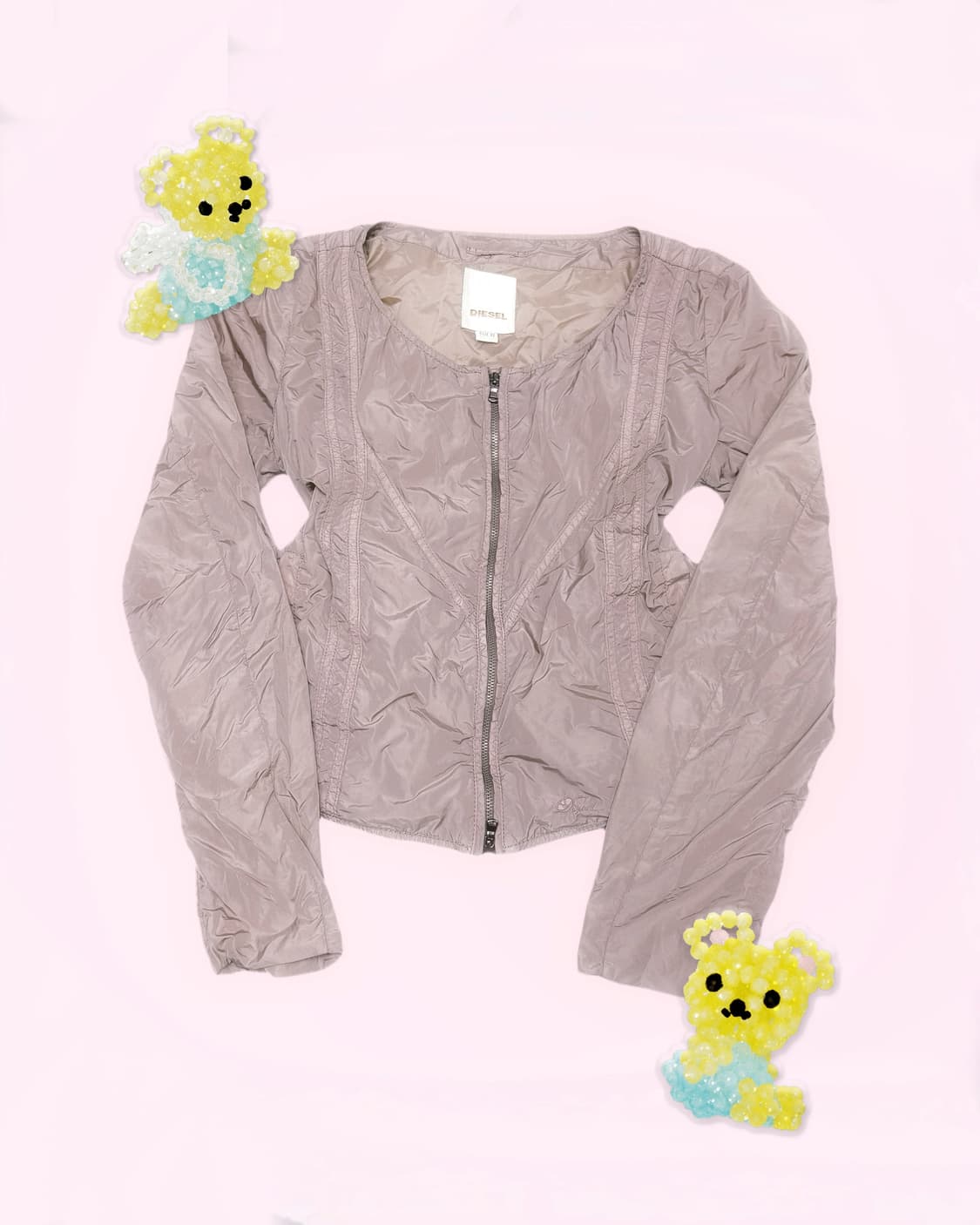 디젤 헤이세이 갸루 투웨이 레이어드 포인트 워싱 셔링 디테일 자켓 상품이미지1