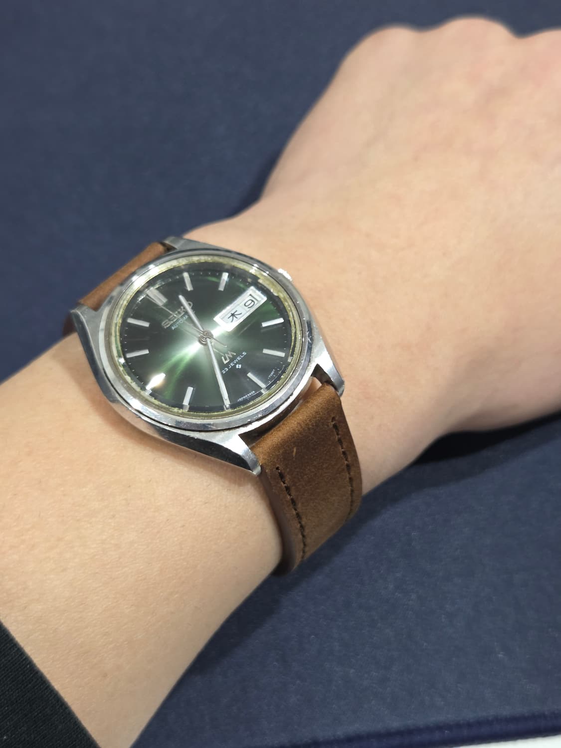 세이코LM 로드매틱 5606-7071 녹판 + 신품 소가죽 스트랩 상품이미지3