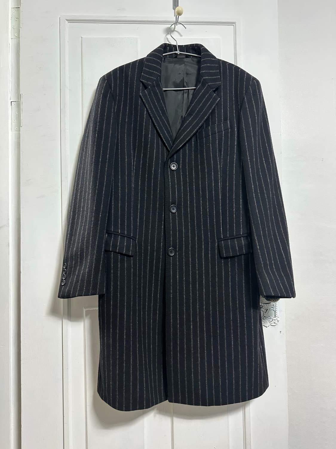 DKNY 스트라이프 캐시미어 블랜드 싱글코트 상품이미지1