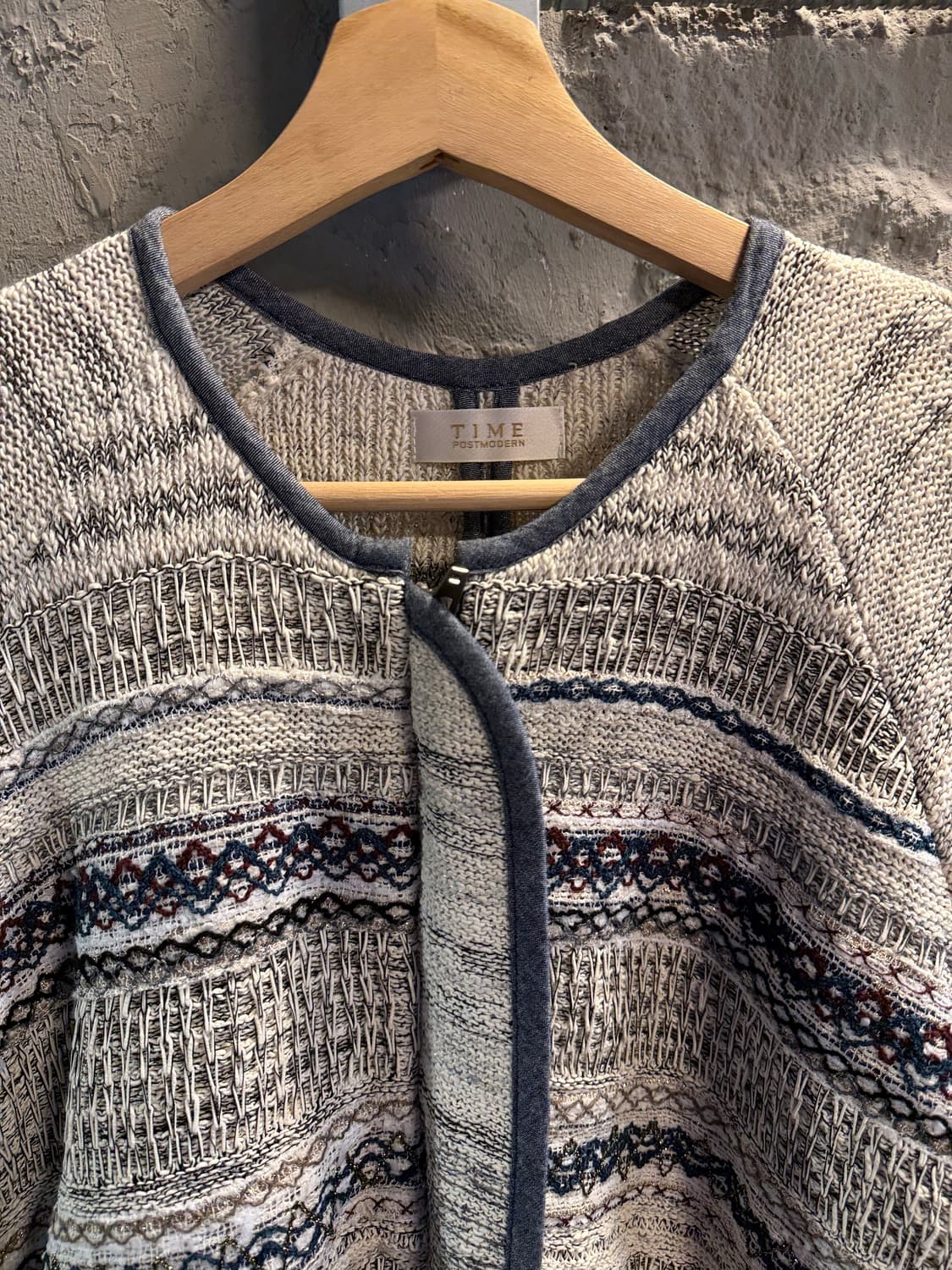 타임 TIME 포스트모던 패턴 니트 자켓 그레이 F 상품이미지4