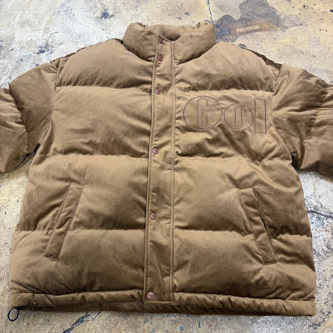 [정품/L] GOLA 골라 벨벳 다운 패딩 브라운 b15 상품이미지3