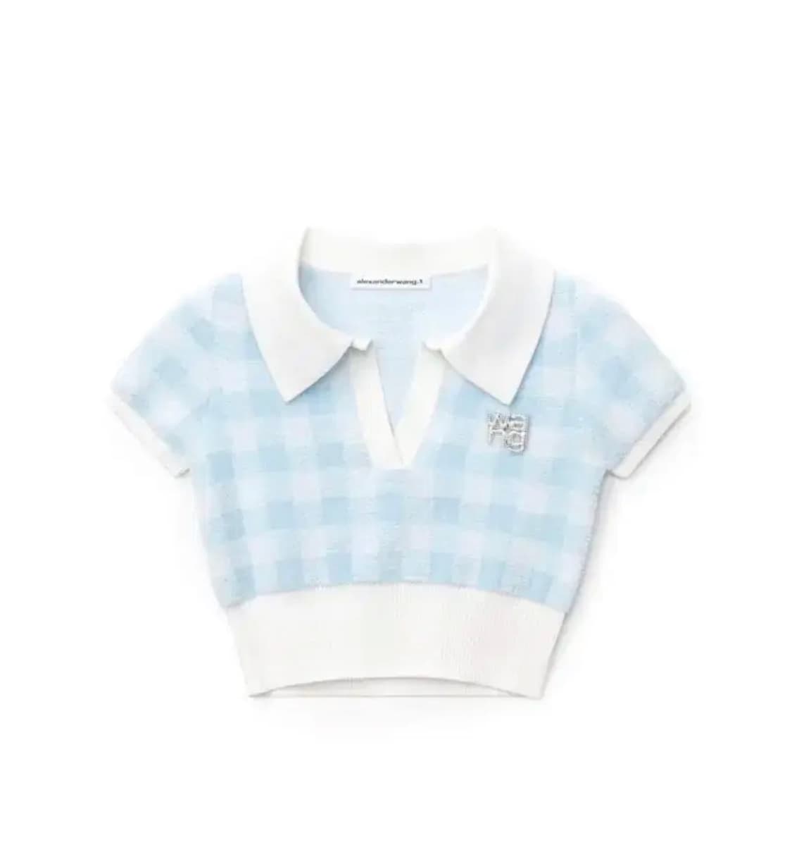 알렉산더왕 깅엄 체크 크롭 테리 니트 탑 상품이미지1