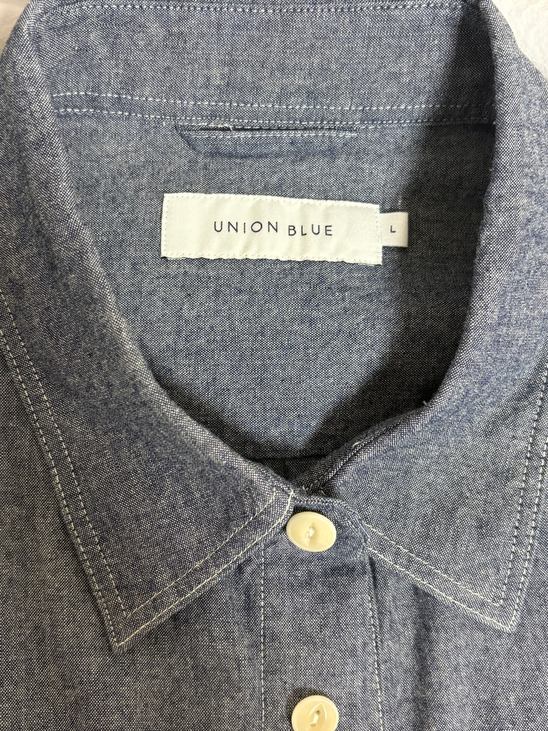 [L] 유니온블루 샴브레이 워크 하프 셔츠 상품이미지2