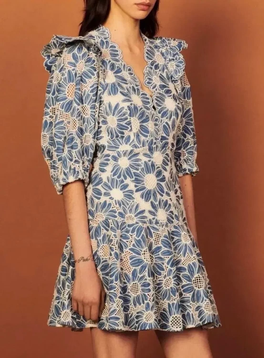 산드로 오드리 플라워 태연 원피스 블루 34 상품이미지3