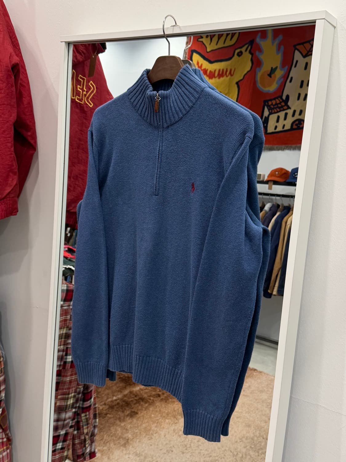 Polo RL 폴로 랄프로렌 하프넥 쿼터 집업 니트 (blue) 상품이미지1