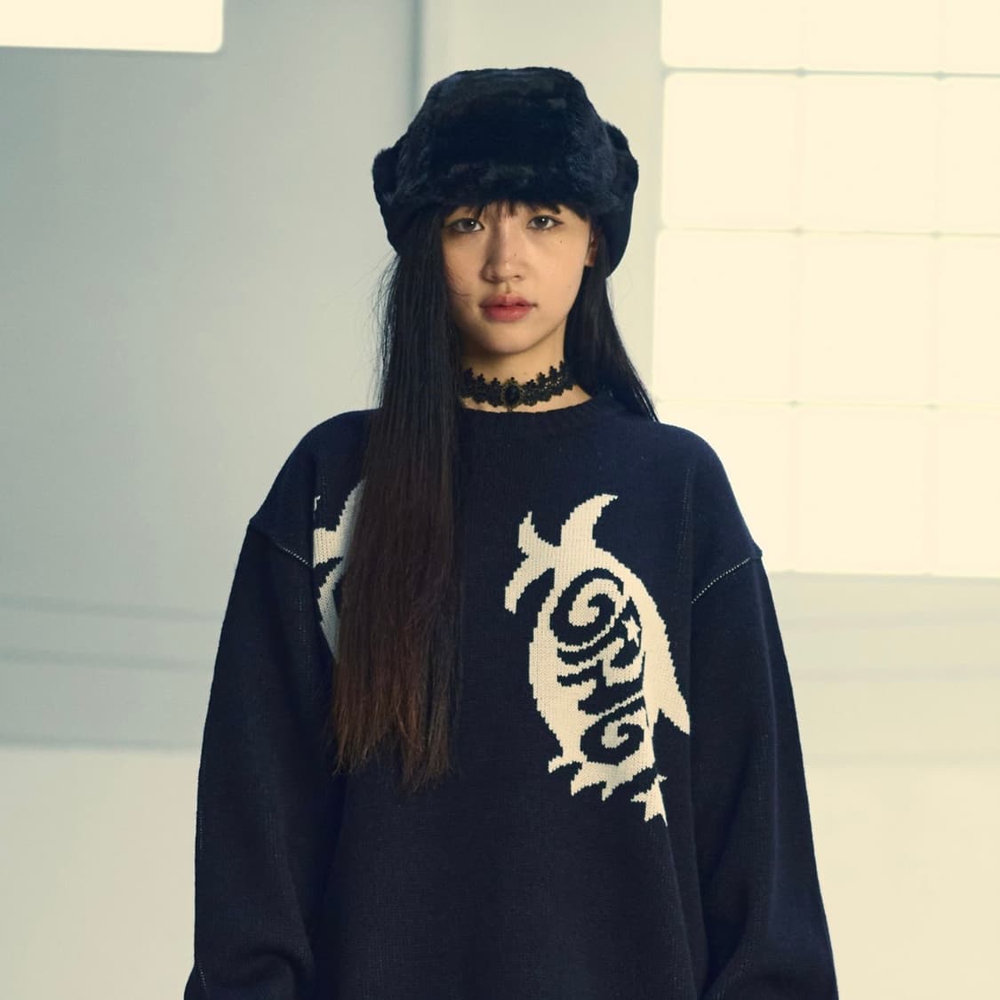 나이스고스트클럽 퍼 이어캡 비니 블랙 FUR EARCAP BEANIE 상품이미지1