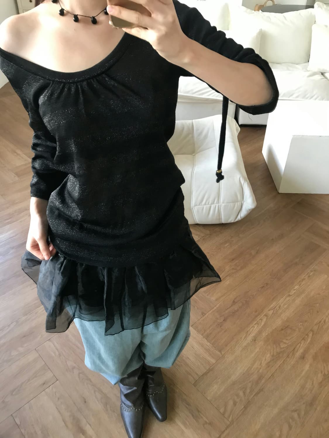 vintage stripe pattern shirring top 상품이미지3