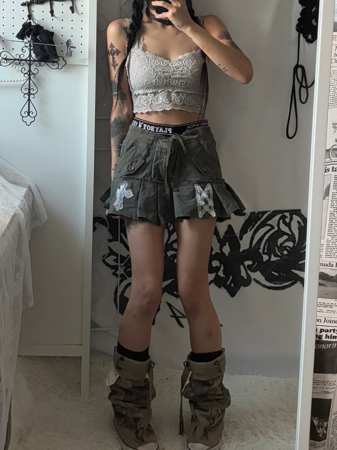 • hurtremake khaki lace cross patch plea 상품이미지6
