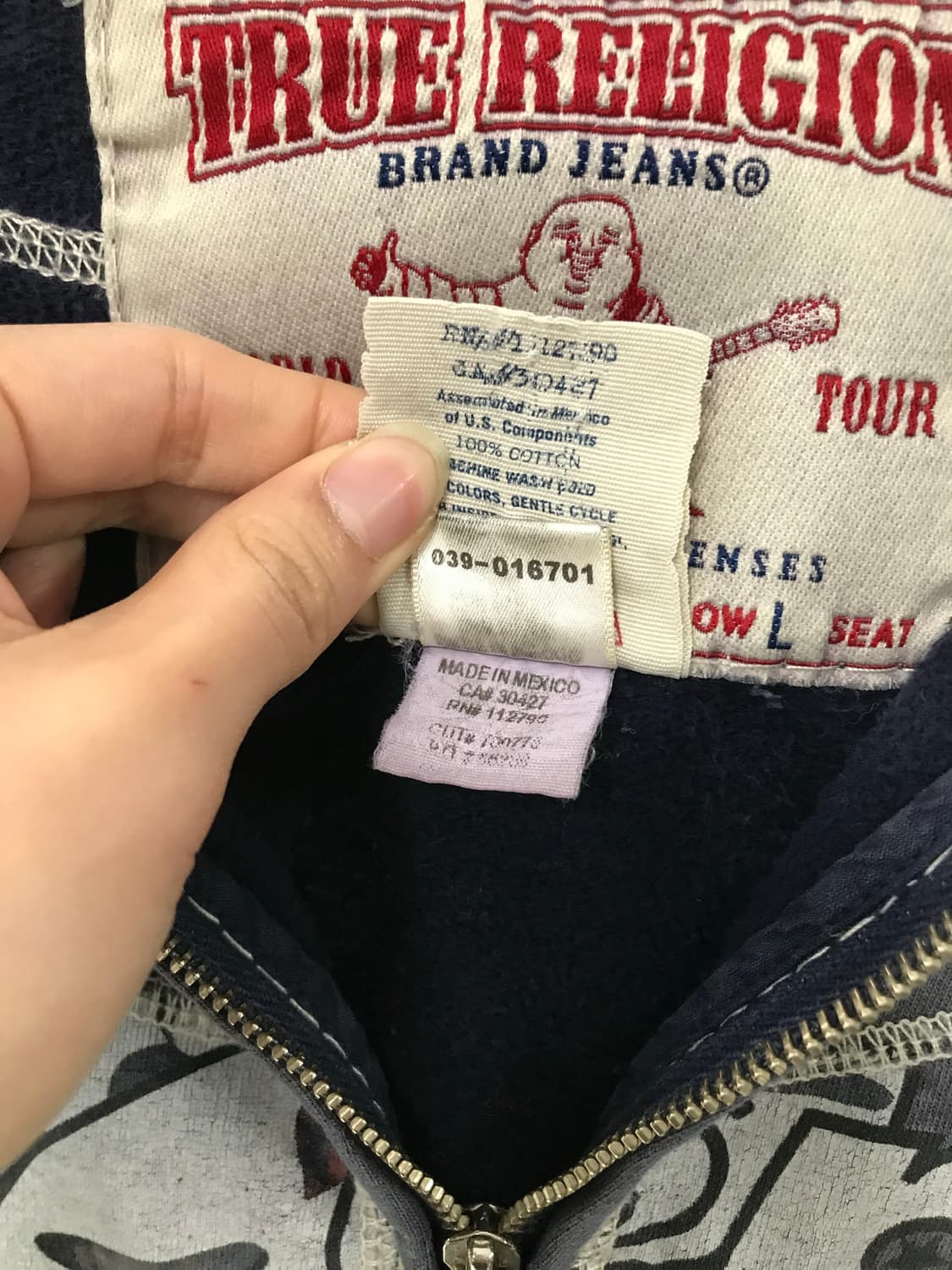 트루릴리전 빈티지 y2k 와투케 스티치 후드집업 상품이미지7