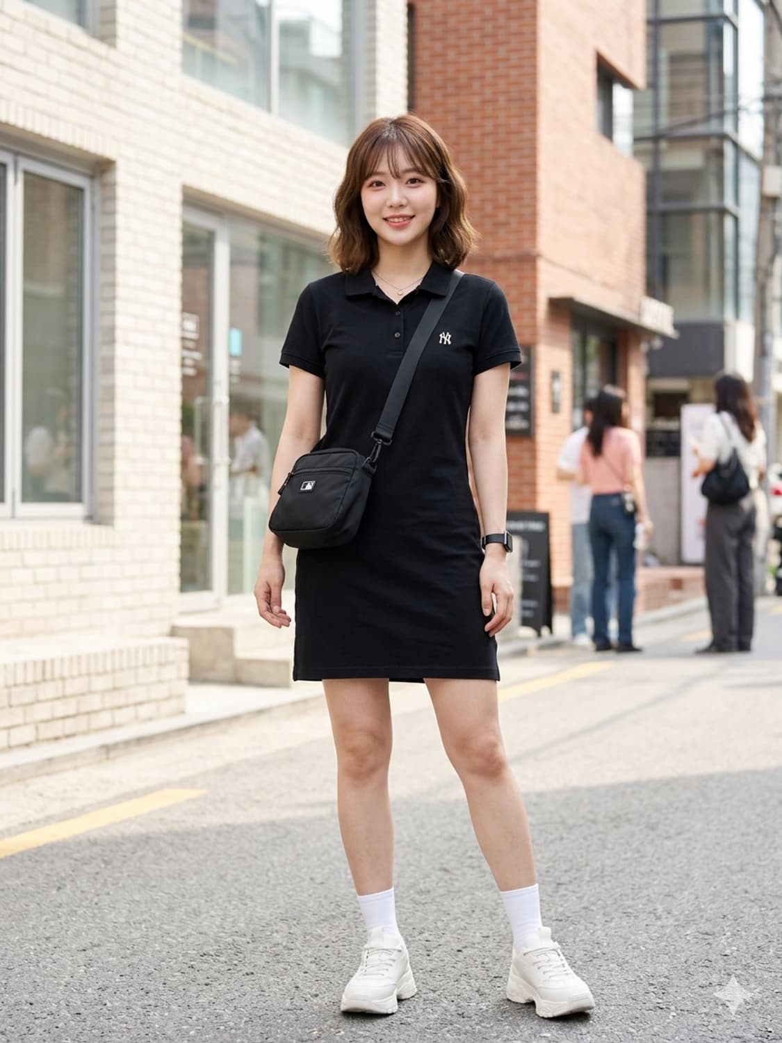 MLB 엠엘비 NY양키스 카라 반팔 원피스 블랙 상품이미지1