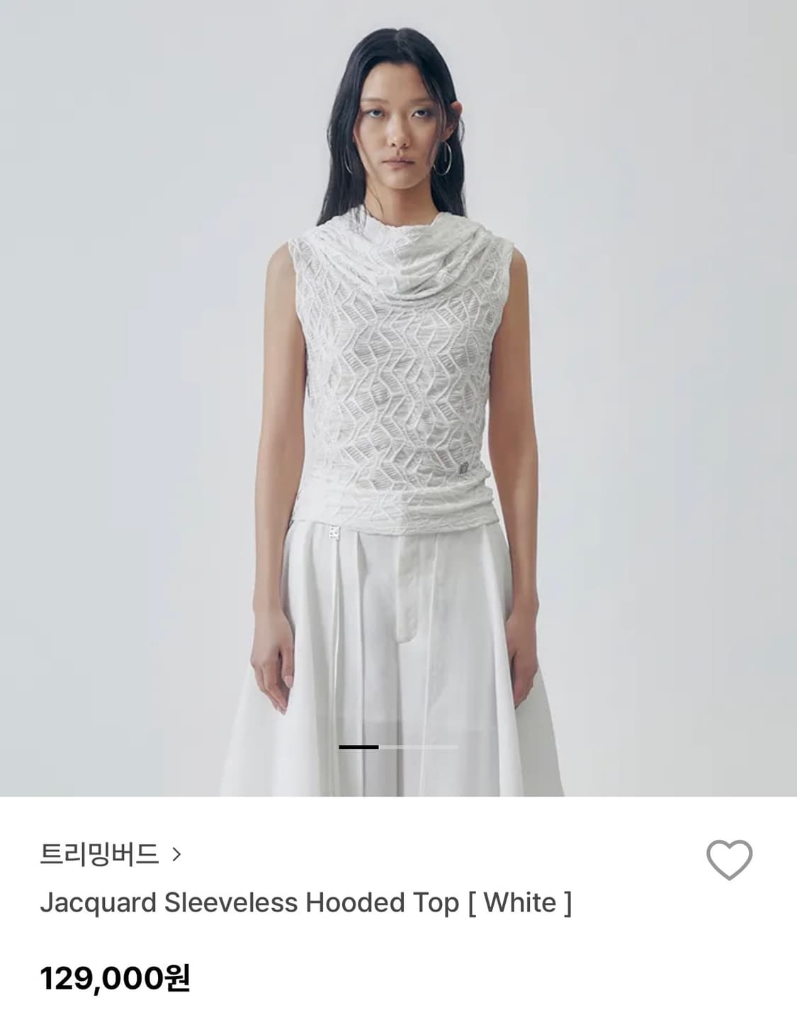 트리밍버드 자카드 슬리브리스 후드 탑 화이트 상품이미지1