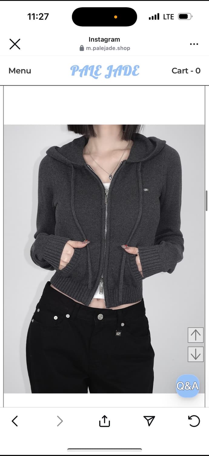 페일제이드 Cotton Knit Hooded Zip-up 차콜 상품이미지2