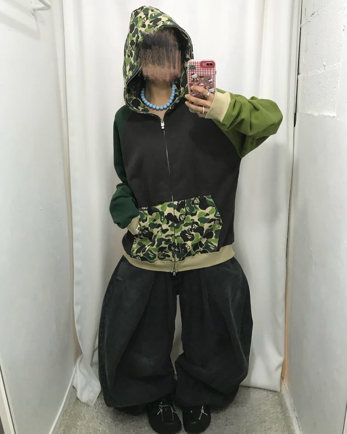 베이프 마일로 카모 배색 후드집업 상품이미지3