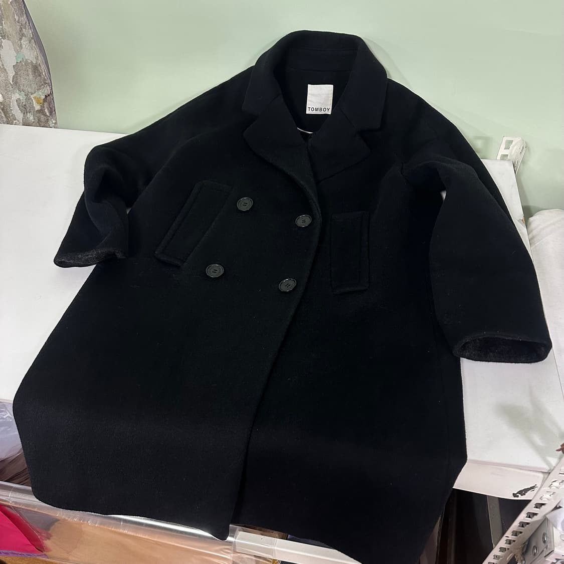 우먼FREE 스튜디오톰보이 블랙 울 더블코트 상품이미지2