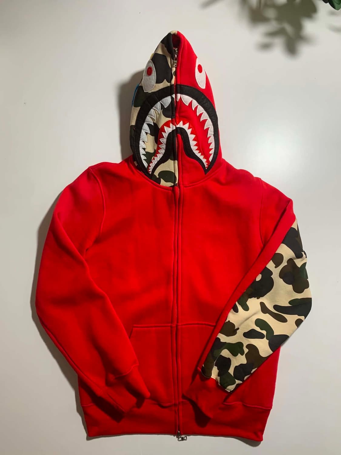 베이프 샤크 후드집업 XXL 레드 상품이미지1