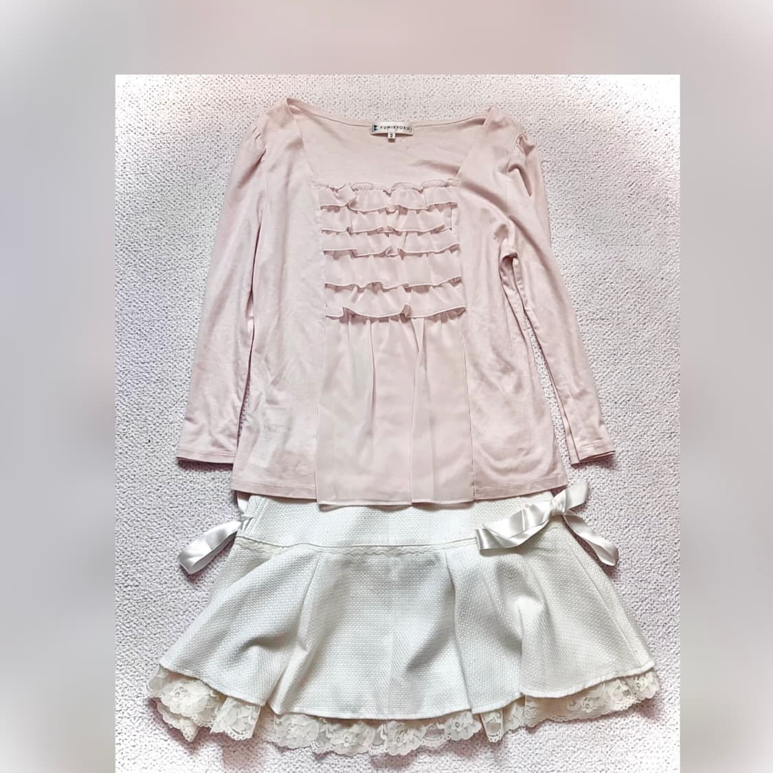 히메갸루 일본 빈티지 큐롯 + 복숭아 로걀탑 세트 / 리즈리사 엑시즈팜 상품이미지1