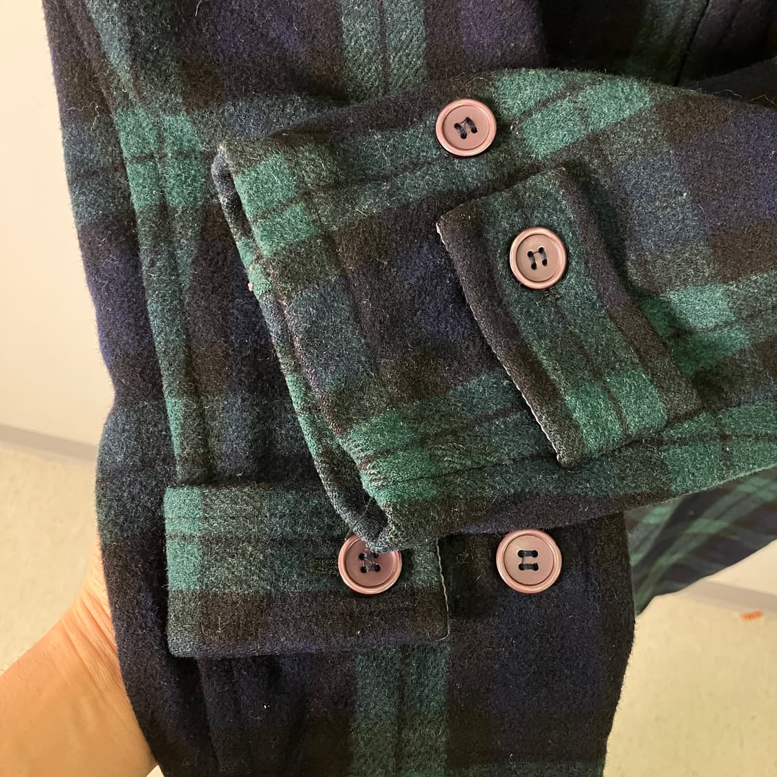 Double Shock 체크 울 더플 롱코트 L 상품이미지8