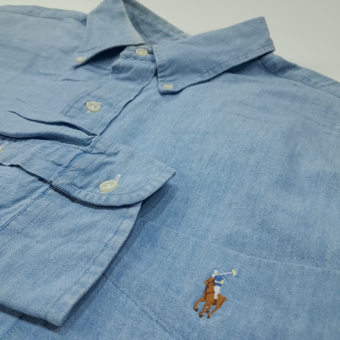 CL293 XL 폴로 90s 샴브레이 멀티포니 셔츠 남방 상품이미지4