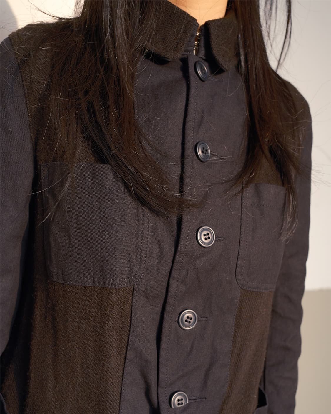 Wool & cotton combi long coat 상품이미지2