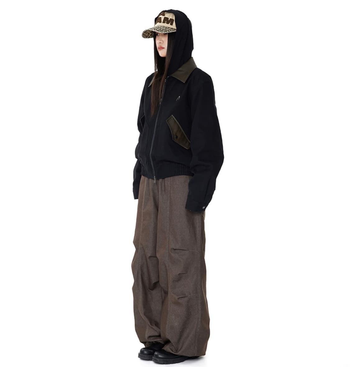아캄 Knee Pin-tuck Printed Denim Pants (Br 상품이미지3