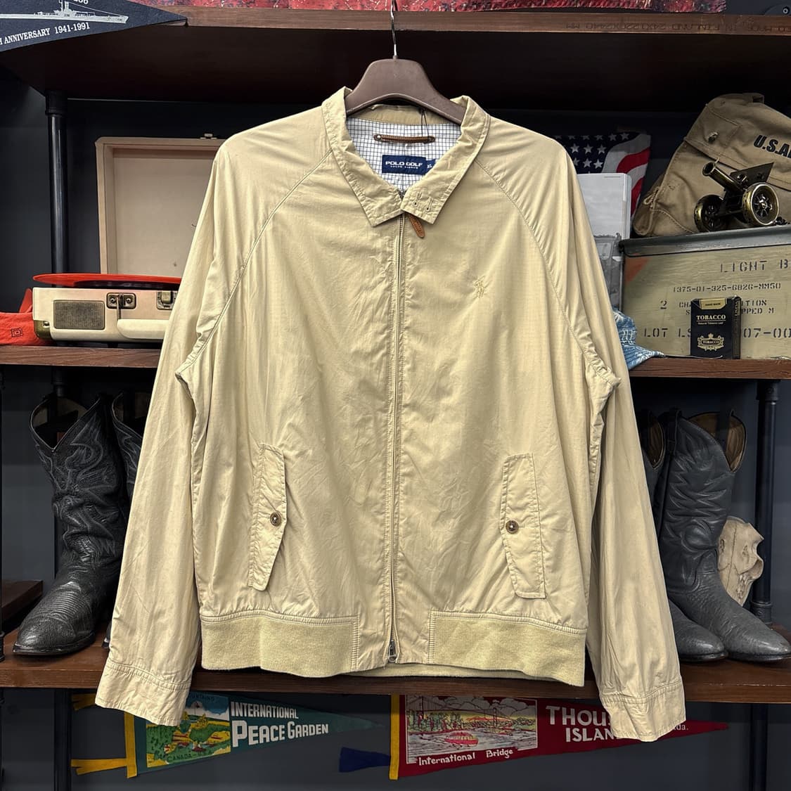 90s 폴로 랄프로렌 체크라이닝 바이스윙 헤링턴 자켓 베이지 N1169 상품이미지1