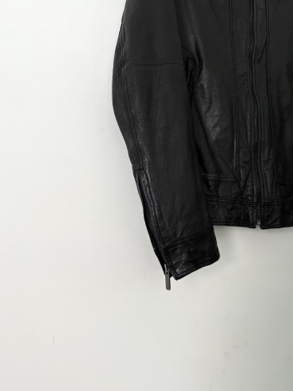 Basic loose lamb skins leather jacket /  상품이미지7