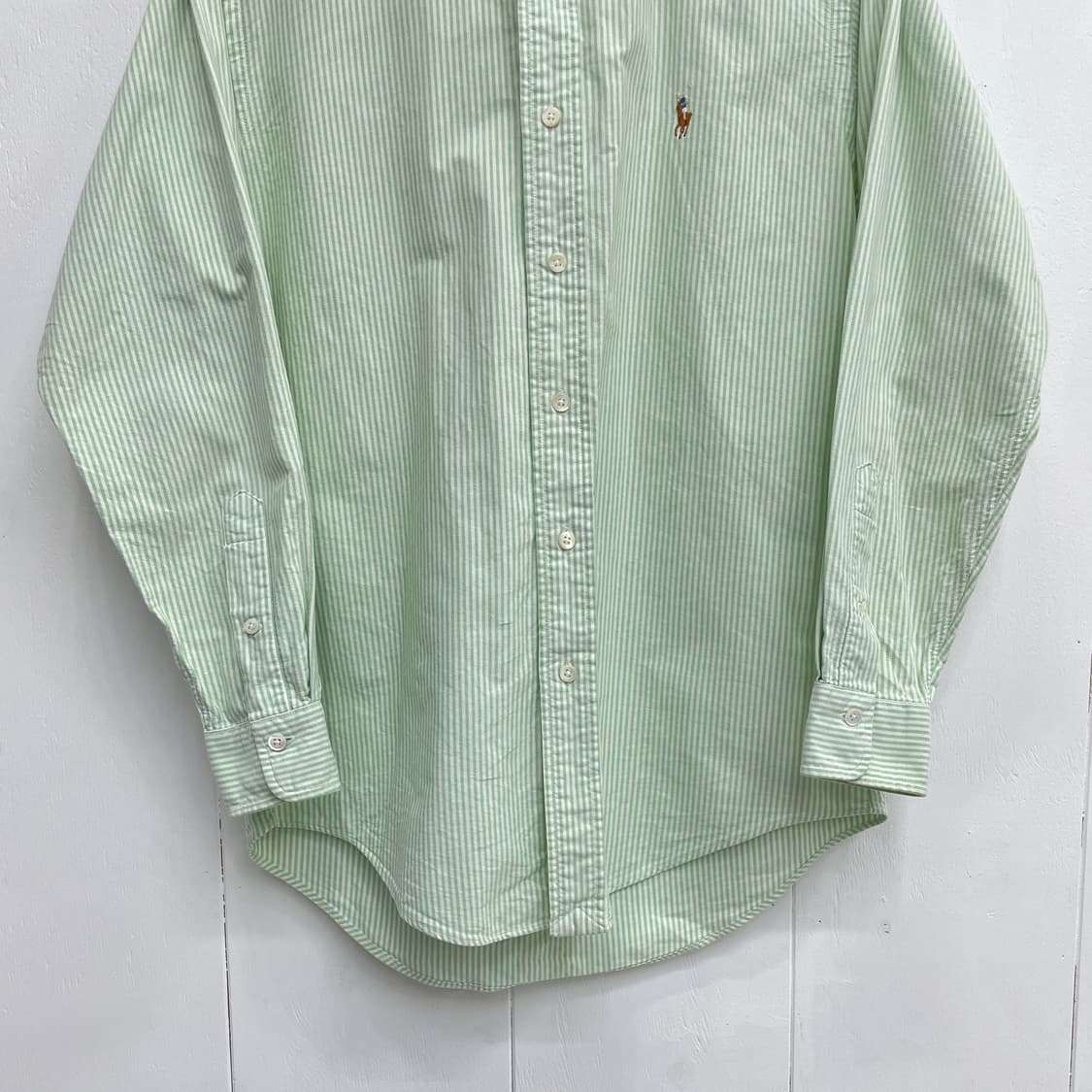 랄프로렌 포니 자수 스트라이프 버튼다운 셔츠 그린 상품이미지4