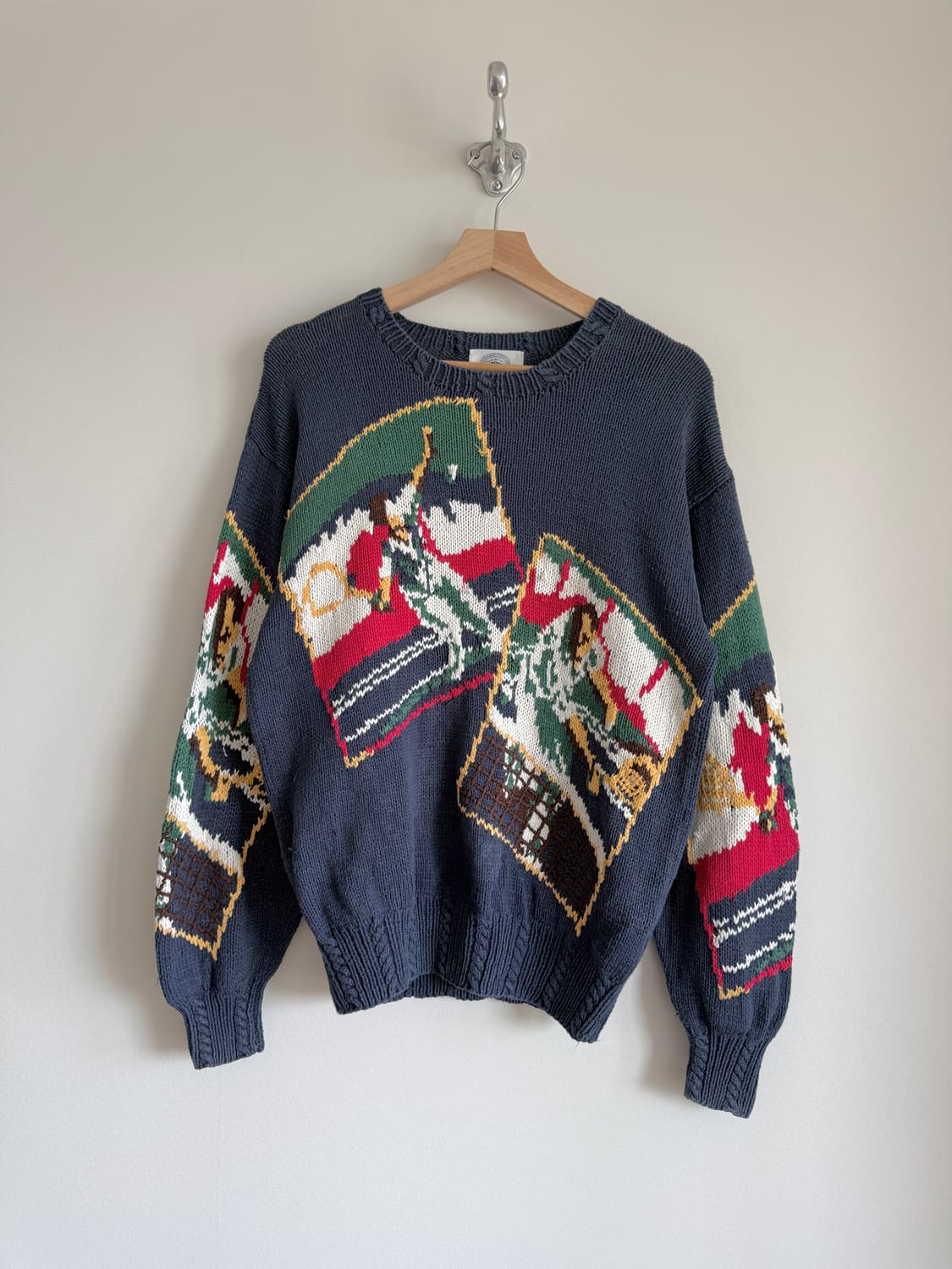 90's 제이프레스(J.PRESS) 핸드메이드 코튼 니트(반도 라이센스) 상품이미지1