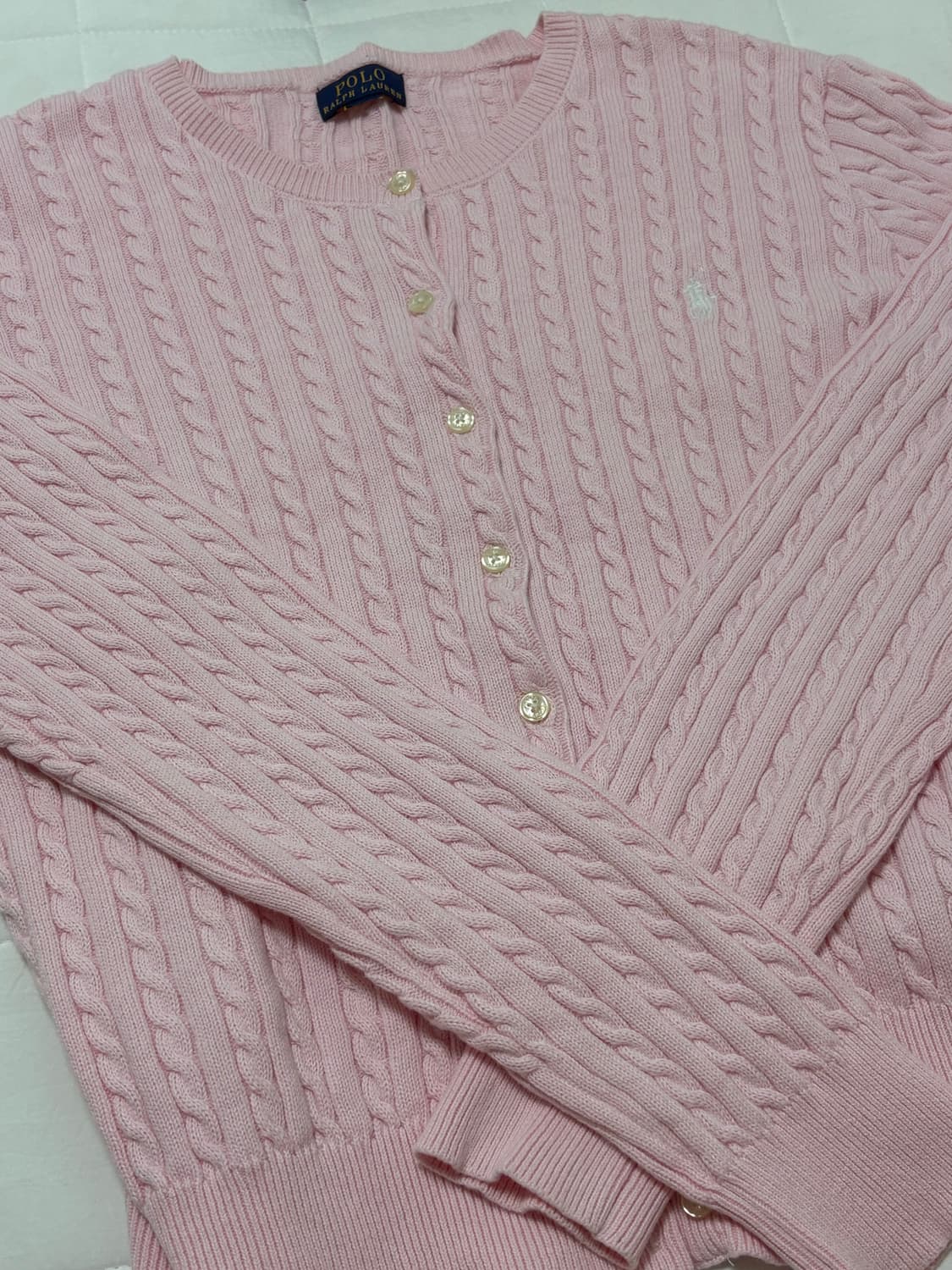 폴로 랄프로렌 케이블 니트 가디건 연핑크m 상품이미지2